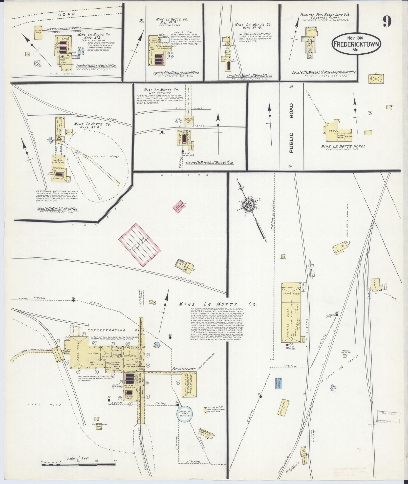Sanborn Fire Insurance Map from Fredericktown, Madison County, Missouri (1914), Sheet #0009 - Historic Sanborn Fire Insurance Map Print, vintage old map wall art, antique decor, genealogy gift, Missouri Missouri map