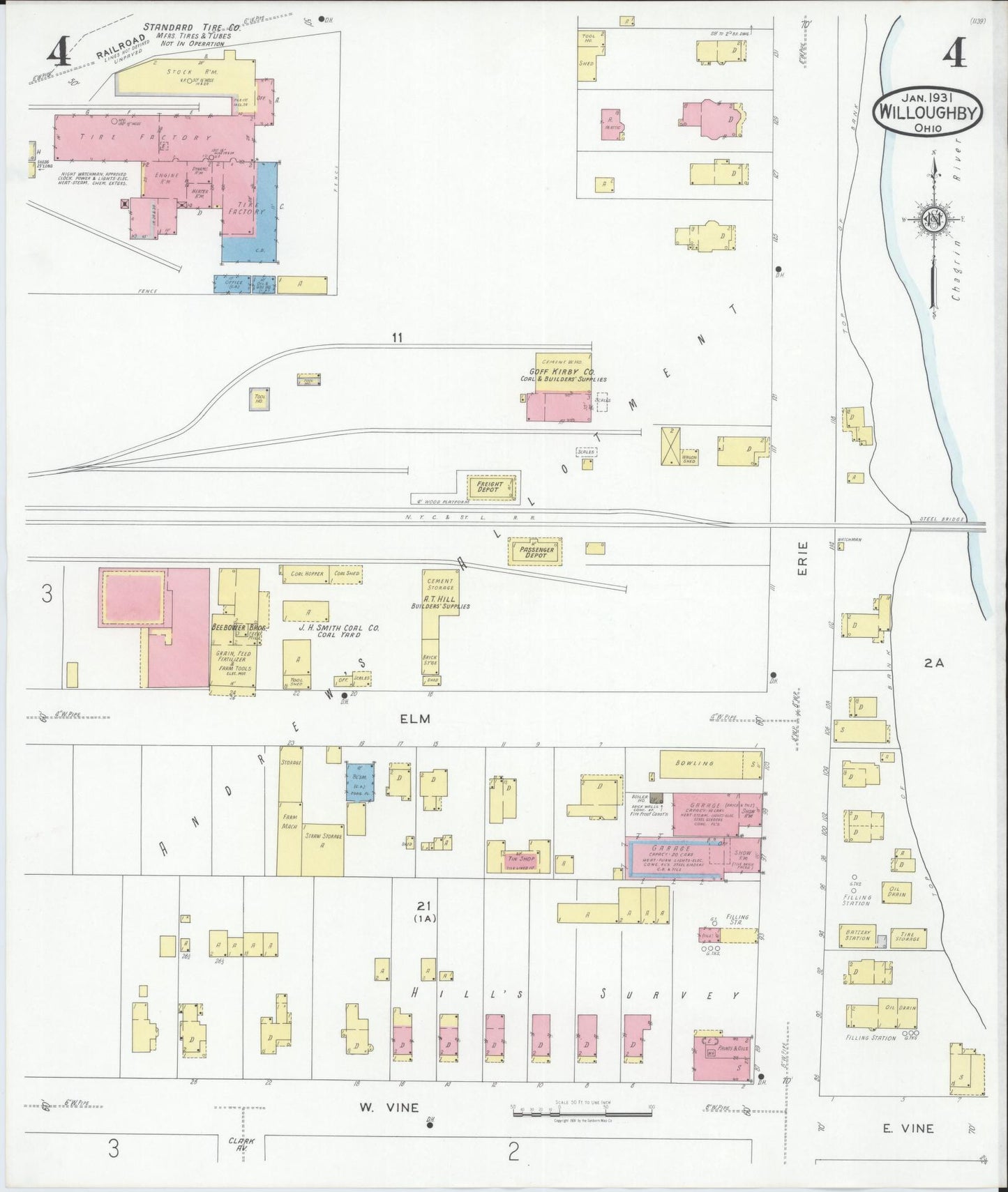 Sanborn Fire Insurance Map from Willoughby, Lake County, Ohio (1931), Sheet #0004 - Complete Map Set gallery image, historic Sanborn map, vintage wall art, Ohio Ohio