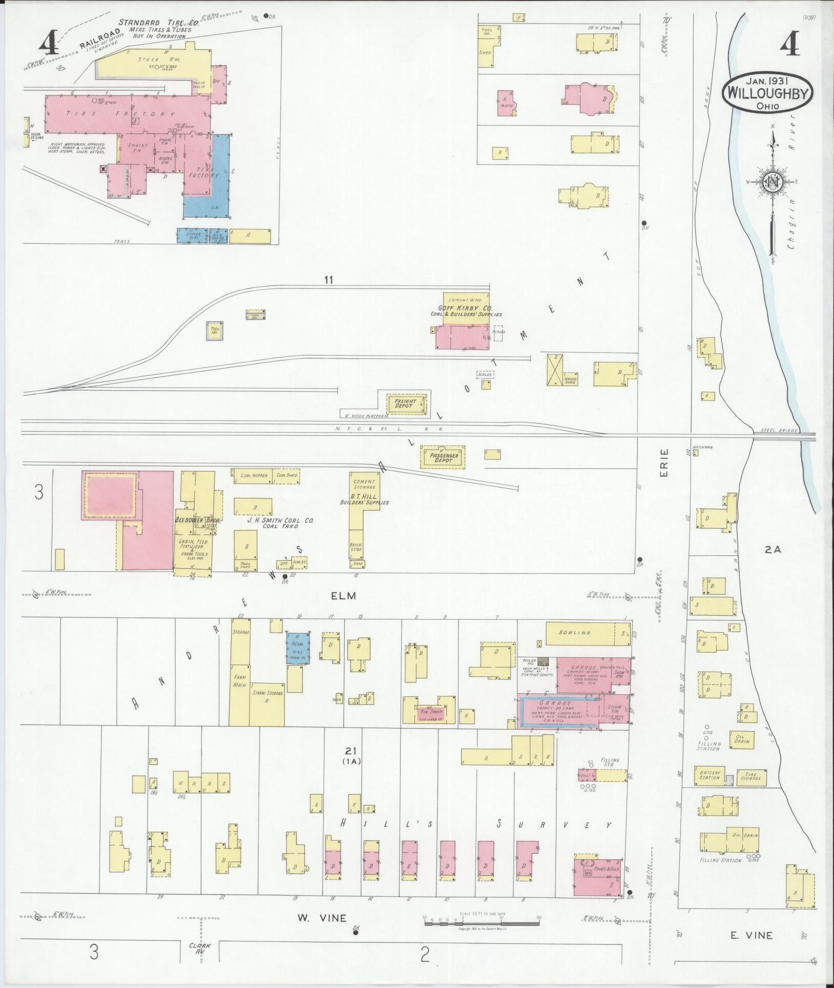 Sanborn Fire Insurance Map from Willoughby, Lake County, Ohio (1931), Sheet #0004 - Complete Map Set gallery image, historic Sanborn map, vintage wall art, Ohio Ohio