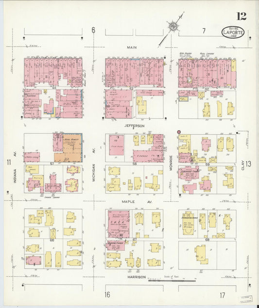 Sanborn Fire Insurance Map from La Porte, La Porte County, Indiana (1912), Sheet #0012 - Historic Sanborn Fire Insurance Map Print, vintage old map wall art, antique decor, genealogy gift, Indiana Indiana map