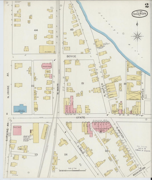Sanborn Fire Insurance Map from Sharon, Mercer County, Pennsylvania (1893), Sheet #0002 - Historic Sanborn Fire Insurance Map Print, vintage old map wall art, antique decor, genealogy gift, Pennsylvania Pennsylvania map