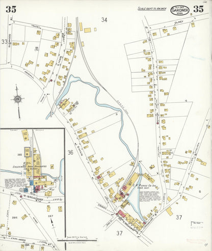Sanborn Fire Insurance Map from Gardner, Worcester County, Massachusetts (1923), Sheet #0035 - Complete Map Set gallery image, historic Sanborn map, vintage wall art, Massachusetts Massachusetts