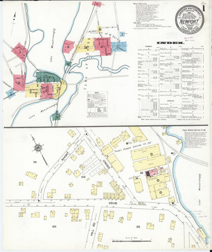 Sanborn Fire Insurance Map from Newport, Orleans County, Vermont (1909), Sheet #0001 - Complete Map Set gallery image, historic Sanborn map, vintage wall art, Vermont Vermont