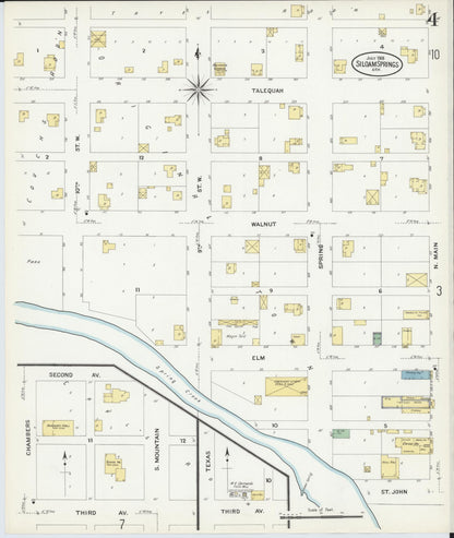 Sanborn Fire Insurance Map from Siloam Springs, Benton County, Arkansas (1908), Sheet #0004 - Complete Map Set gallery image, historic Sanborn map, vintage wall art, Arkansas Arkansas