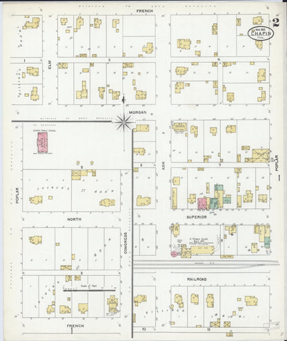 Sanborn Fire Insurance Map from Chapin, Morgan County, Illinois (1905), Sheet #0002 - Complete Map Set gallery image, historic Sanborn map, vintage wall art, Illinois Illinois