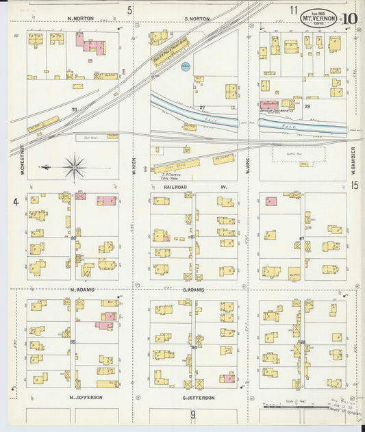 Sanborn Fire Insurance Map from Mount Vernon, Knox County, Ohio (1903), Sheet #0010 - Historic Sanborn Fire Insurance Map Print, vintage old map wall art, antique decor, genealogy gift, Ohio Ohio map