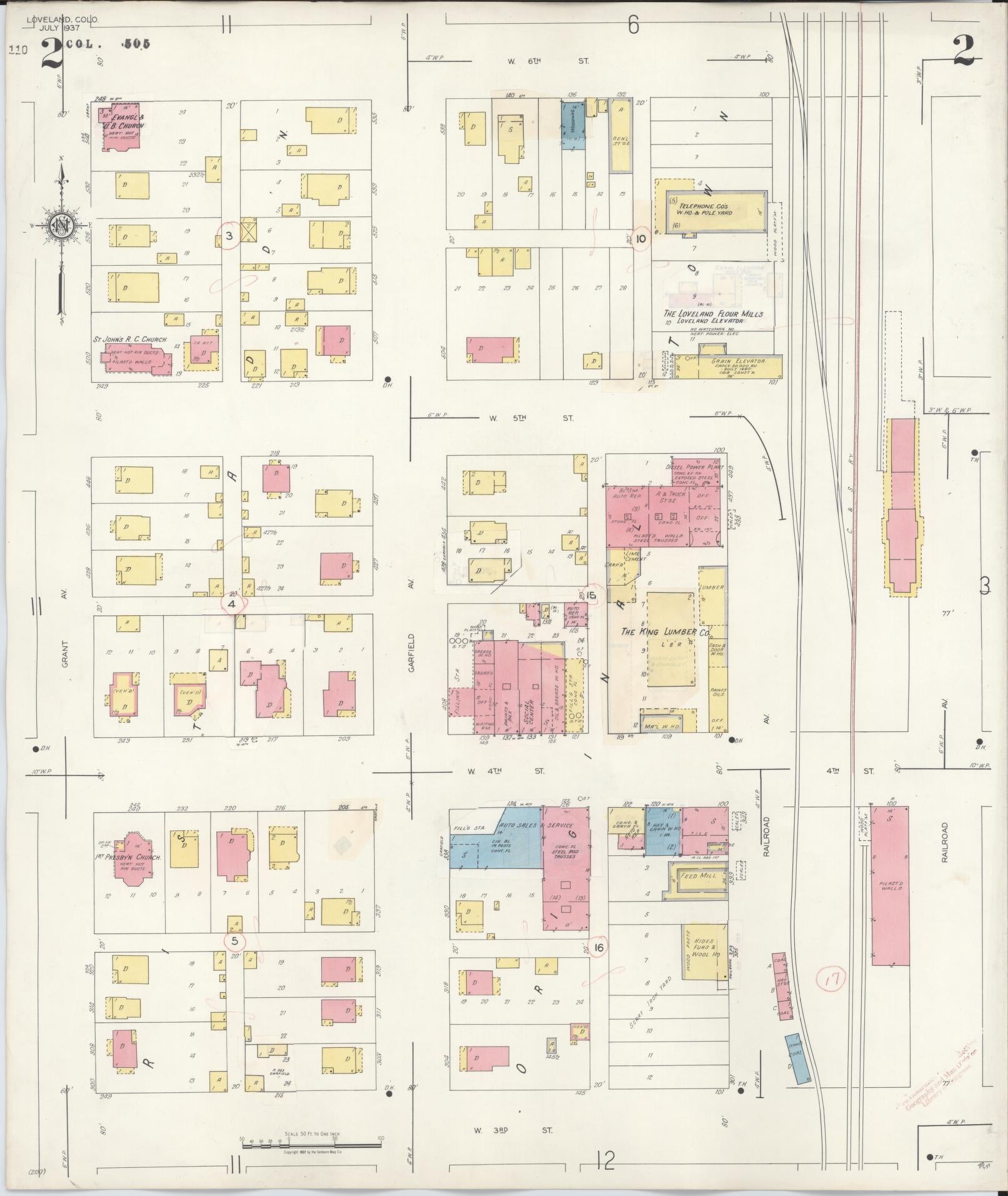 Sanborn Fire Insurance Map from Loveland, Larimer County, Colorado (1946), Sheet #0002 - Historic Sanborn Fire Insurance Map Print, vintage old map wall art, antique decor, genealogy gift, Colorado Colorado map