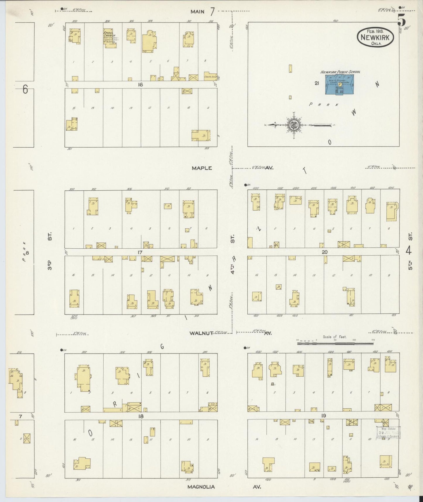 Sanborn Fire Insurance Map from Newkirk, Kay County, Oklahoma (1913), Sheet #0005 - Complete Map Set gallery image, historic Sanborn map, vintage wall art, Oklahoma Oklahoma