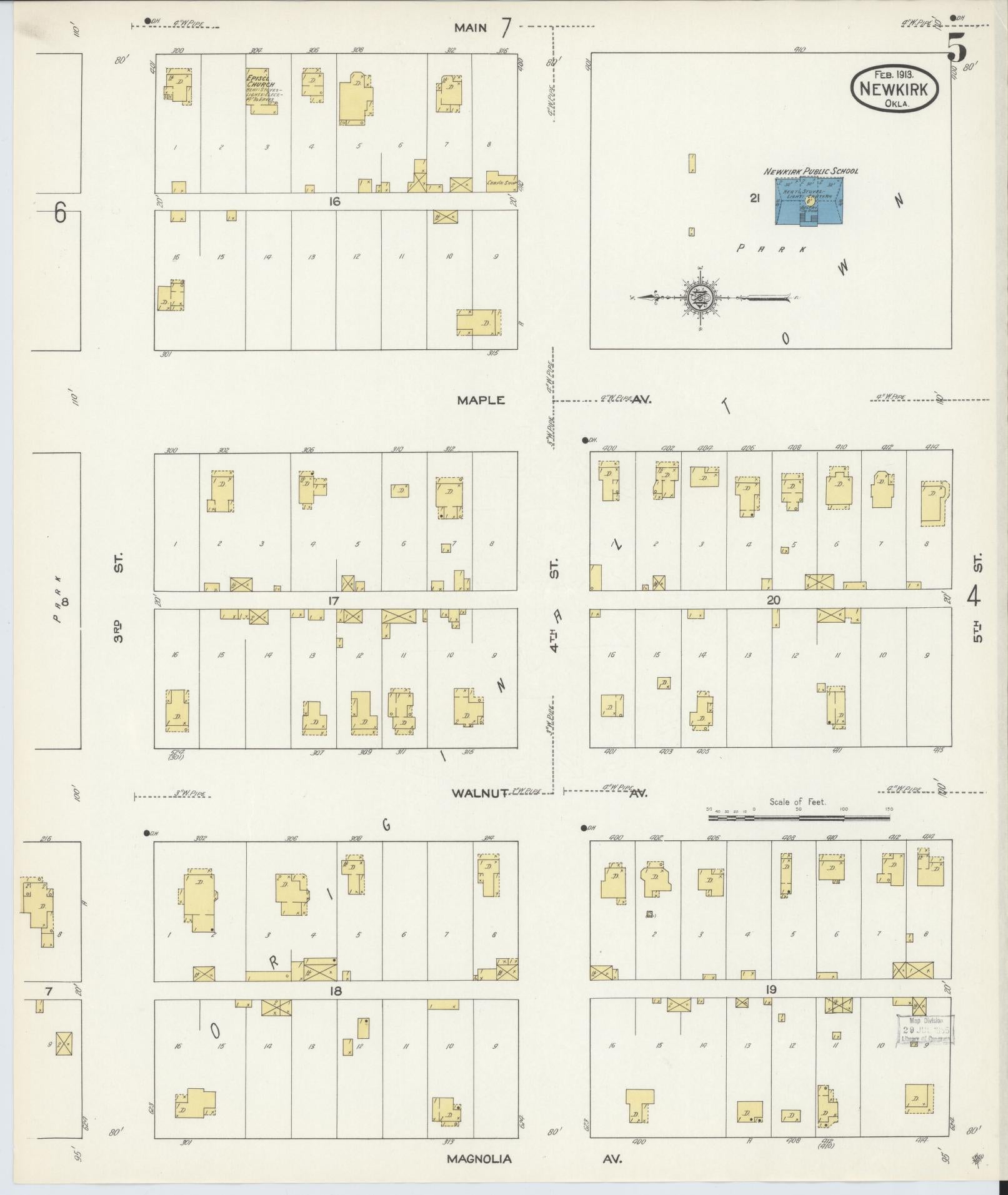 Sanborn Fire Insurance Map from Newkirk, Kay County, Oklahoma (1913), Sheet #0005 - Complete Map Set gallery image, historic Sanborn map, vintage wall art, Oklahoma Oklahoma