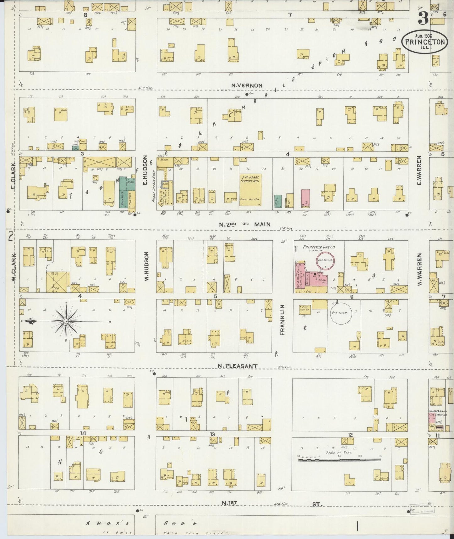 Sanborn Fire Insurance Map from Princeton, Bureau County, Illinois (1906), Sheet #0003 - Complete Map Set gallery image, historic Sanborn map, vintage wall art, Illinois Illinois