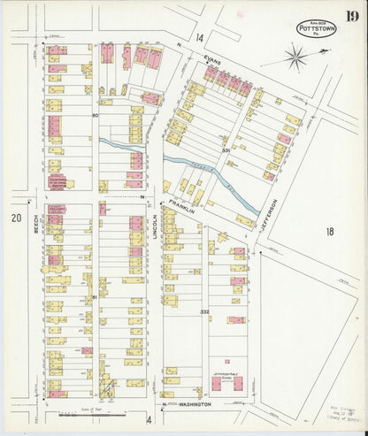 Sanborn Fire Insurance Map from Pottstown, Montgomery County, Pennsylvania (1909), Sheet #0019 - Complete Map Set gallery image, historic Sanborn map, vintage wall art, Pennsylvania Pennsylvania