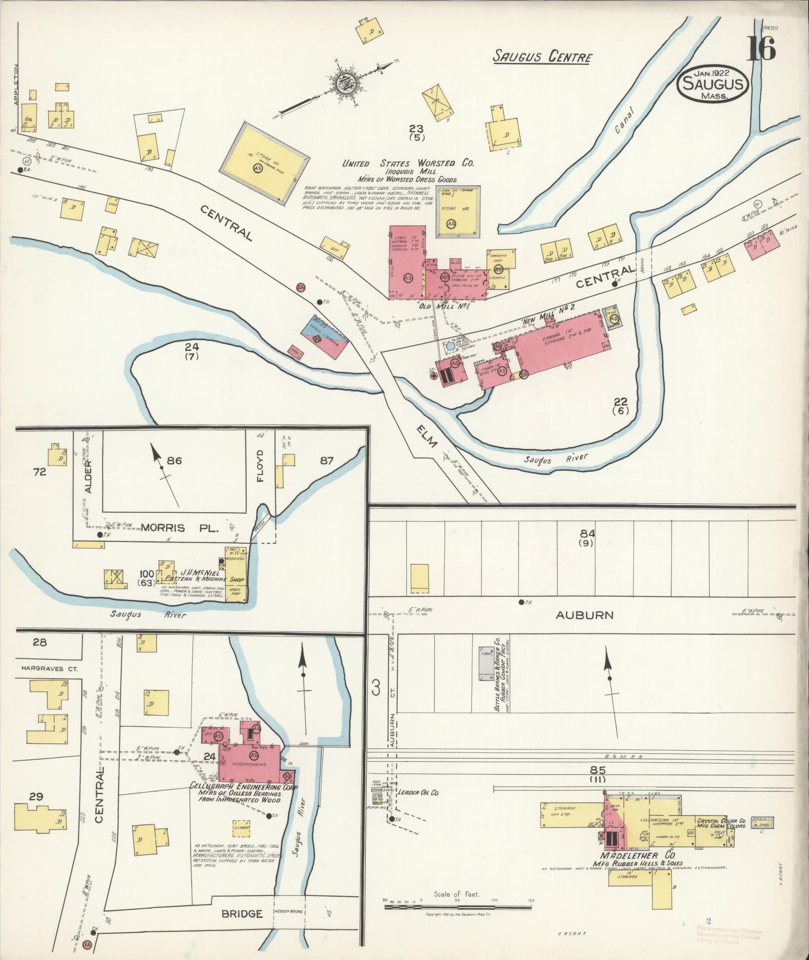 Sanborn Fire Insurance Map from Saugus, Essex County, Massachusetts (1922), Sheet #0016 - Complete Map Set gallery image, historic Sanborn map, vintage wall art, Massachusetts Massachusetts
