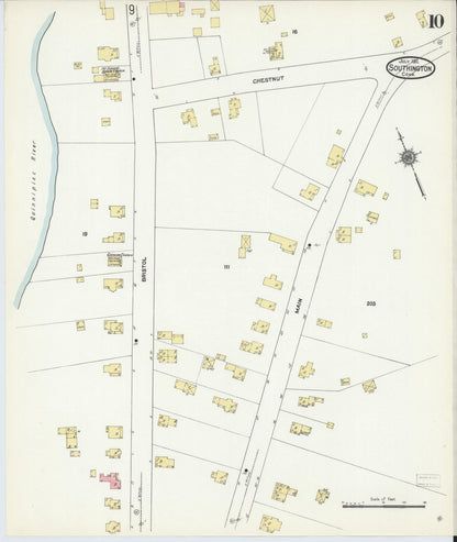 Sanborn Fire Insurance Map from Southington, Hartford County, Connecticut (1911), Sheet #0010 - Complete Map Set gallery image, historic Sanborn map, vintage wall art, Connecticut Connecticut