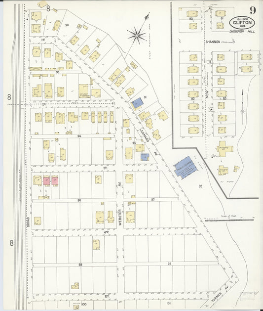 Sanborn Fire Insurance Map from Clifton, Greenlee County, Arizona (1908), Sheet #0009 - Historic Sanborn Fire Insurance Map Print, vintage old map wall art, antique decor, genealogy gift, Arizona Arizona map