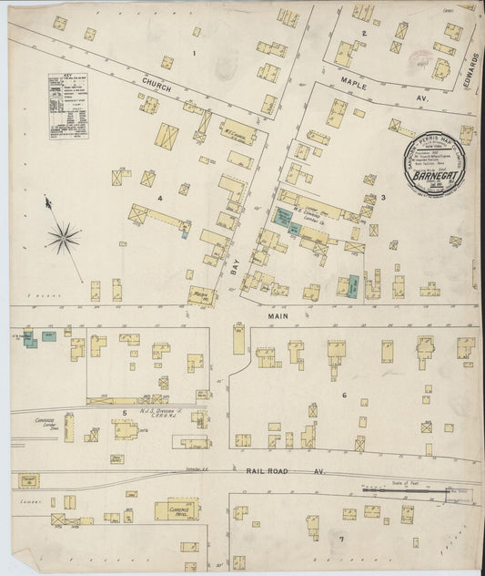 Sanborn Fire Insurance Map from Barnegat, Ocean County, New Jersey (1895), Sheet #0001 - Historic Sanborn Fire Insurance Map Print, vintage old map wall art, antique decor, genealogy gift, New Jersey New Jersey map