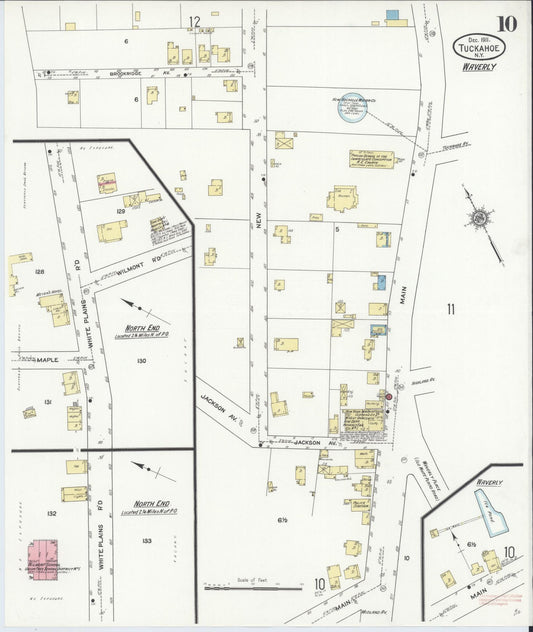 Sanborn Fire Insurance Map from Tuckahoe, Westchester County, New York (1911), Sheet #0010 - Historic Sanborn Fire Insurance Map Print, vintage old map wall art, antique decor, genealogy gift, New York New York map