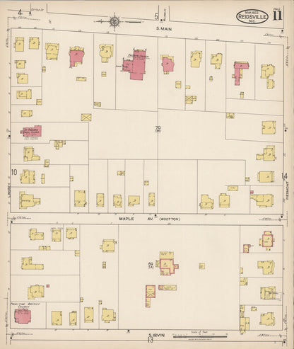 Sanborn Fire Insurance Map from Reidsville, Rockingham County, North Carolina (1922), Sheet #0011 - Complete Map Set gallery image, historic Sanborn map, vintage wall art, North Carolina North Carolina