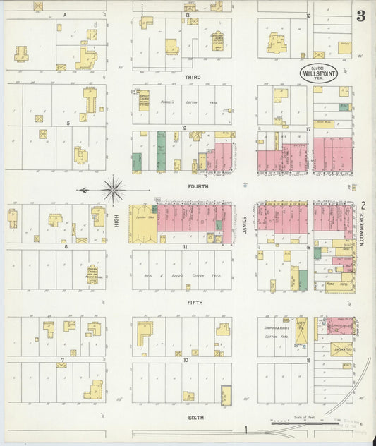 Sanborn Fire Insurance Map from Wills Point, Van Zandt County, Texas (1901), Sheet #0003 - Historic Sanborn Fire Insurance Map Print, vintage old map wall art, antique decor, genealogy gift, Texas Texas map