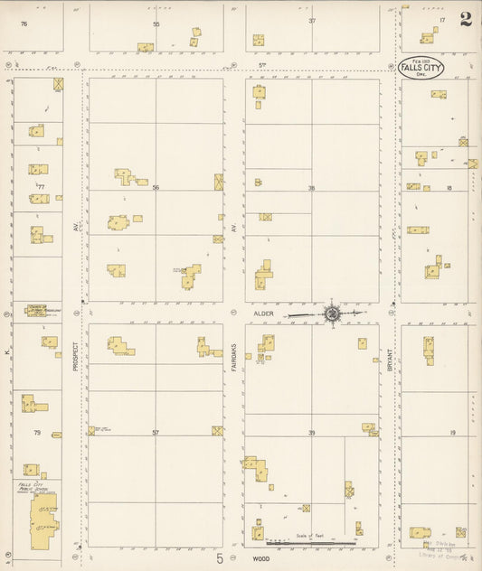 Sanborn Fire Insurance Map from Falls City, Polk County, Oregon (1913), Sheet #0002 - Historic Sanborn Fire Insurance Map Print, vintage old map wall art, antique decor, genealogy gift, Oregon Oregon map