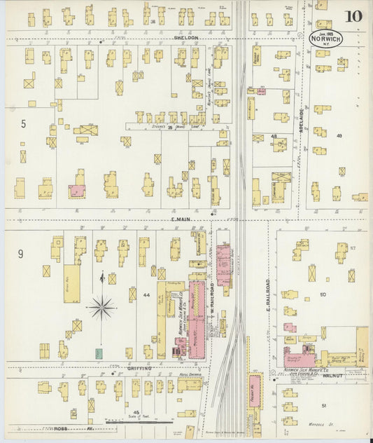 Sanborn Fire Insurance Map from Norwich, Chenango County, New York (1903), Sheet #0010 - Historic Sanborn Fire Insurance Map Print, vintage old map wall art, antique decor, genealogy gift, New York New York map