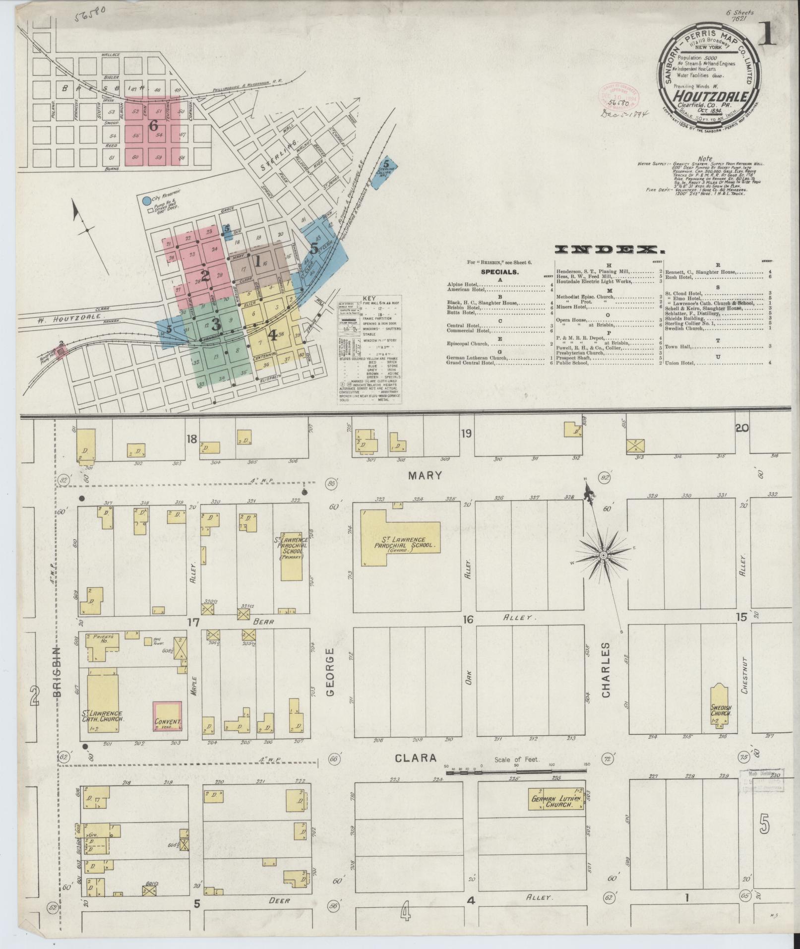 Sanborn Fire Insurance Map from Houtzdale, Clearfield County, Pennsylvania. (1894) – Historic Sanborn Fire Insurance Map Print