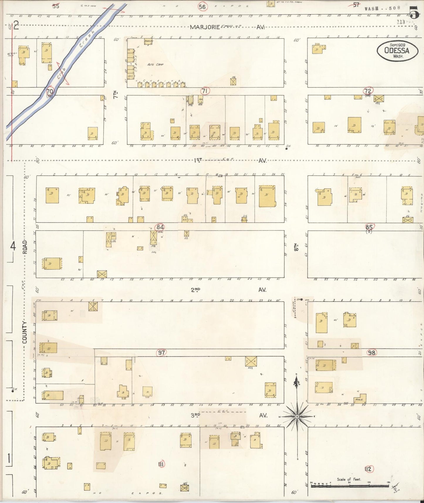 Sanborn Fire Insurance Map from Odessa, Lincoln County, Washington (1930), Sheet #0005 - Complete Map Set gallery image, historic Sanborn map, vintage wall art, Washington Washington