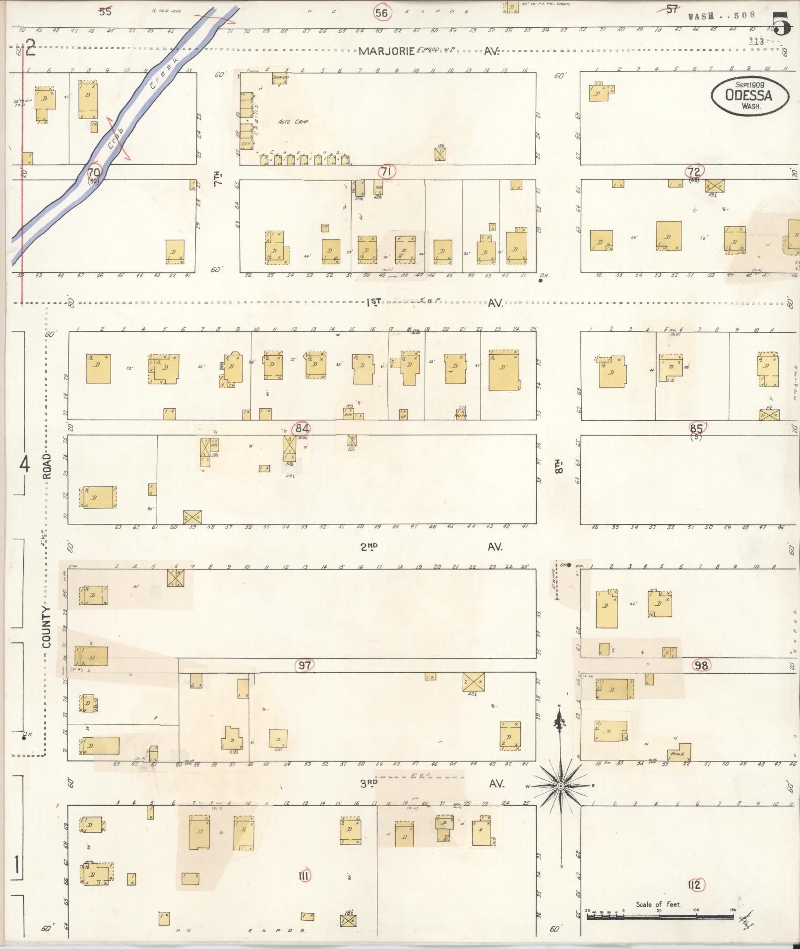 Sanborn Fire Insurance Map from Odessa, Lincoln County, Washington (1930), Sheet #0005 - Complete Map Set gallery image, historic Sanborn map, vintage wall art, Washington Washington