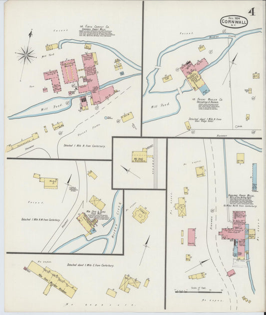 Sanborn Fire Insurance Map from Cornwall, Orange County, New York (1894), Sheet #0004 - Historic Sanborn Fire Insurance Map Print, vintage old map wall art, antique decor, genealogy gift, New York New York map