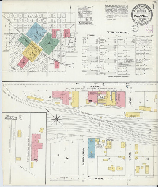 Sanborn Fire Insurance Map from Harvard, McHenry County, Illinois (1902), Sheet #0001 - Complete Map Set gallery image, historic Sanborn map, vintage wall art, Illinois Illinois
