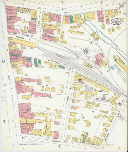 Sanborn Fire Insurance Map from Danbury, Fairfield County, Connecticut (1904), Sheet #0014 - Complete Map Set gallery image, historic Sanborn map, vintage wall art, Connecticut Connecticut
