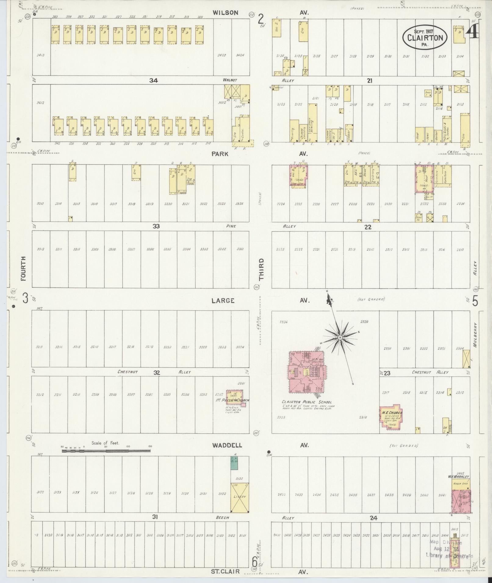 Sanborn Fire Insurance Map from Clairton, Allegheny County, Pennsylvania (1907), Sheet #0004 - Historic Sanborn Fire Insurance Map Print, vintage old map wall art, antique decor, genealogy gift, Pennsylvania Pennsylvania map