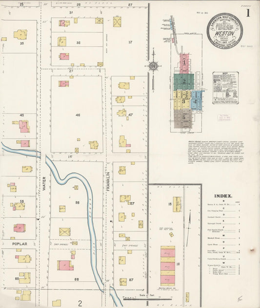 Sanborn Fire Insurance Map from Weston, Umatilla County, Oregon (1912), Sheet #0001 - Complete Map Set gallery image, historic Sanborn map, vintage wall art, Oregon Oregon