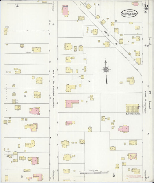 Sanborn Fire Insurance Map from Harrodsburg, Mercer County, Kentucky (1914), Sheet #0002 - Historic Sanborn Fire Insurance Map Print, vintage old map wall art, antique decor, genealogy gift, Kentucky Kentucky map