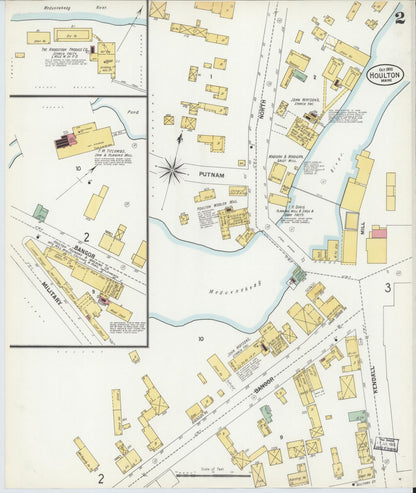 Sanborn Fire Insurance Map from Houlton, Aroostook County, Maine (1900), Sheet #0002 - Complete Map Set gallery image, historic Sanborn map, vintage wall art, Maine Maine