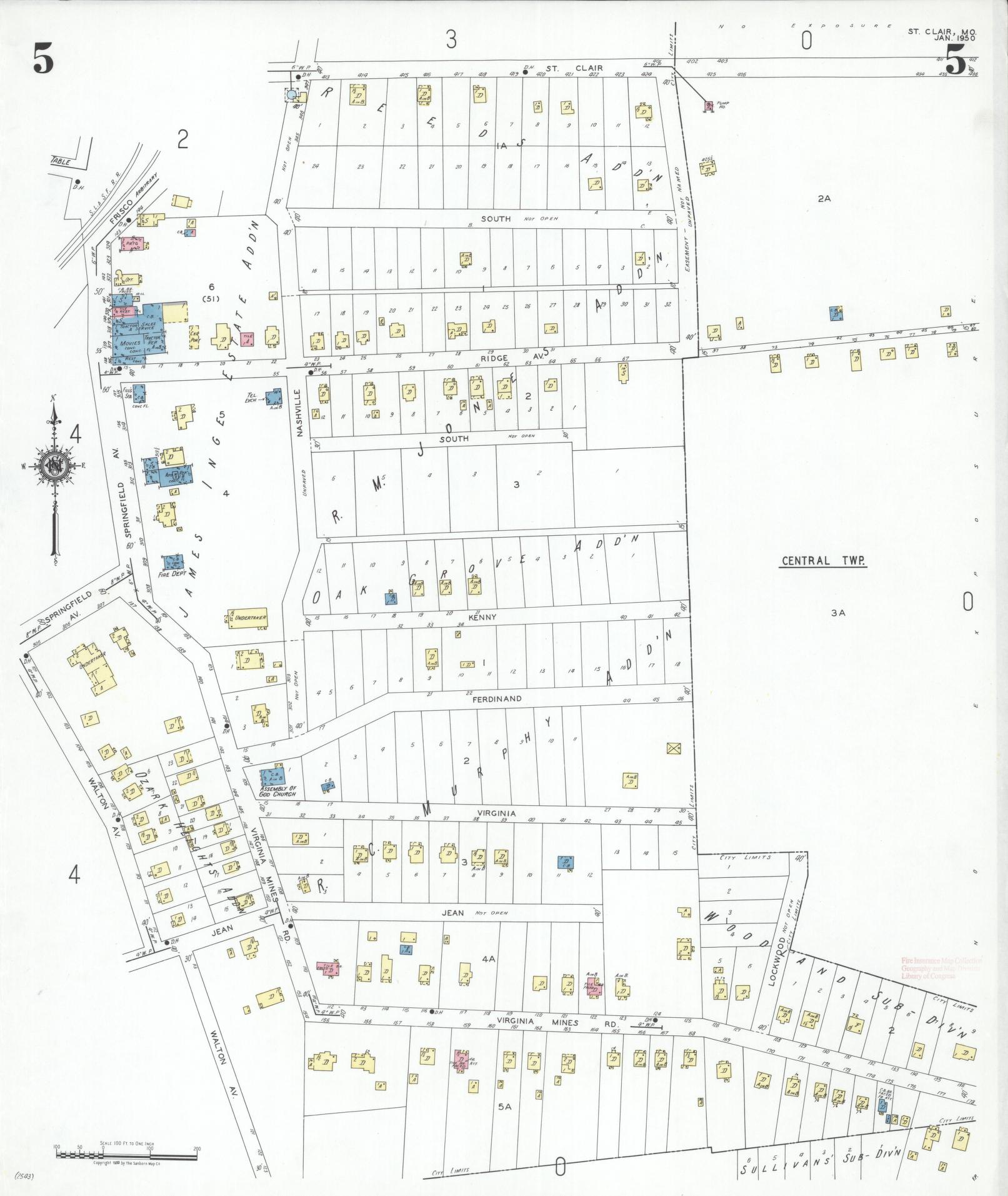 Sanborn Fire Insurance Map from Saint Clair, Franklin County, Missouri (1950), Sheet #0005 - Historic Sanborn Fire Insurance Map Print, vintage old map wall art, antique decor, genealogy gift, Missouri Missouri map
