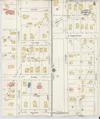Sanborn Fire Insurance Map from Rockville, Parke County, Indiana (1932), Sheet #0006 - Historic Sanborn Fire Insurance Map Print, vintage old map wall art, antique decor, genealogy gift, Indiana Indiana map