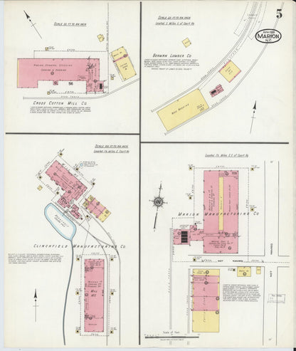 Sanborn Fire Insurance Map from Marion, Mcdowell County, North Carolina (1918), Sheet #0005 - Complete Map Set gallery image, historic Sanborn map, vintage wall art, North Carolina North Carolina