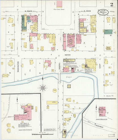 Sanborn Fire Insurance Map from Paoli, Orange County, Indiana (1909), Sheet #0002 - Complete Map Set gallery image, historic Sanborn map, vintage wall art, Indiana Indiana