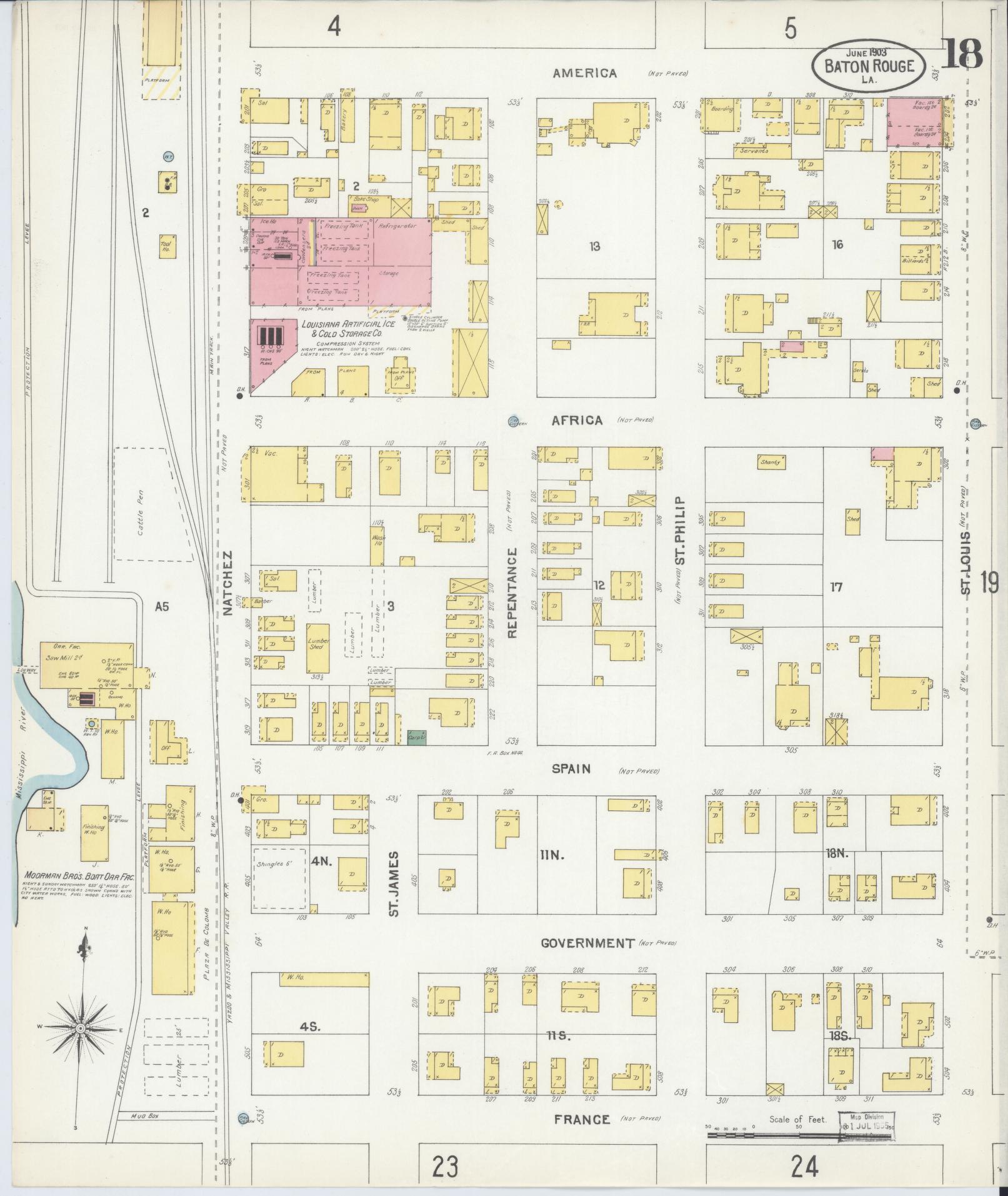 Sanborn Fire Insurance Map from Baton Rouge, East Baton Rouge Parish, Louisiana (1903), Sheet #0018 - Complete Map Set gallery image, historic Sanborn map, vintage wall art, Louisiana Louisiana