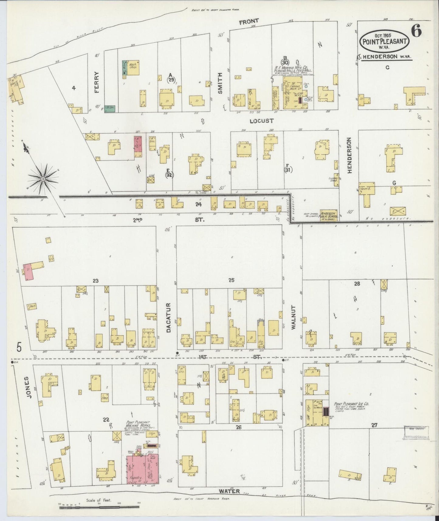 Sanborn Fire Insurance Map from Point Pleasant, Mason County, West Virginia (1905), Sheet #0006 - Complete Map Set gallery image, historic Sanborn map, vintage wall art, West Virginia West Virginia