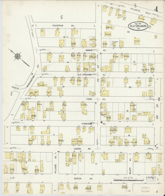 Sanborn Fire Insurance Map from Old Orchard, York County, Maine (1913), Sheet #0004 - Historic Sanborn Fire Insurance Map Print, vintage old map wall art, antique decor, genealogy gift, Maine Maine map