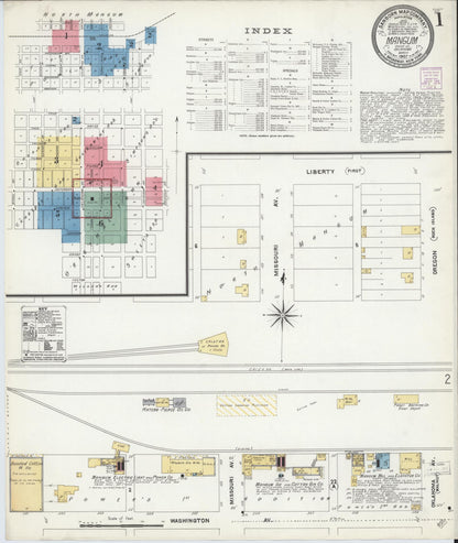 Sanborn Fire Insurance Map from Mangum, Greer County, Oklahoma (1907), Sheet #0001 - Complete Map Set gallery image, historic Sanborn map, vintage wall art, Oklahoma Oklahoma