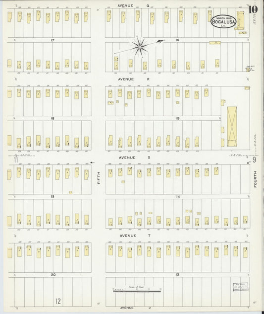 Sanborn Fire Insurance Map from Bogalusa, Washington Parish, Louisiana (1908), Sheet #0010 - Historic Sanborn Fire Insurance Map Print, vintage old map wall art, antique decor, genealogy gift, Louisiana Louisiana map