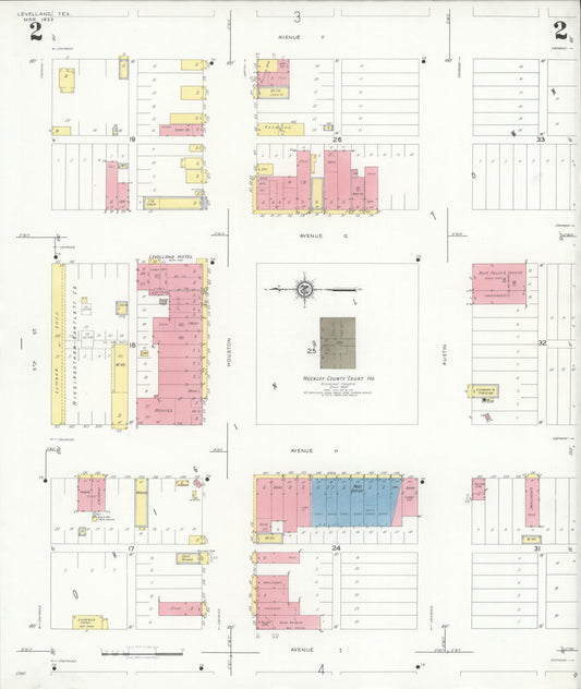 Sanborn Fire Insurance Map from Levelland, Hockley County, Texas (1933), Sheet #0002 - Historic Sanborn Fire Insurance Map Print, vintage old map wall art, antique decor, genealogy gift, Texas Texas map