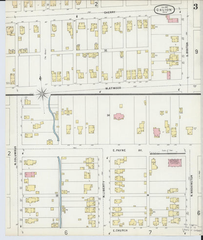 Sanborn Fire Insurance Map from Galion, Crawford County, Ohio (1897), Sheet #0003 - Historic Sanborn Fire Insurance Map Print, vintage old map wall art, antique decor, genealogy gift, Ohio Ohio map