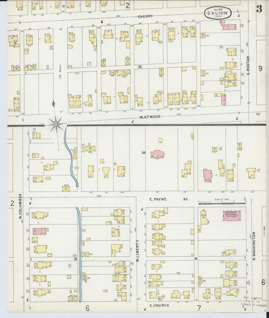 Sanborn Fire Insurance Map from Galion, Crawford County, Ohio (1897), Sheet #0003 - Historic Sanborn Fire Insurance Map Print, vintage old map wall art, antique decor, genealogy gift, Ohio Ohio map