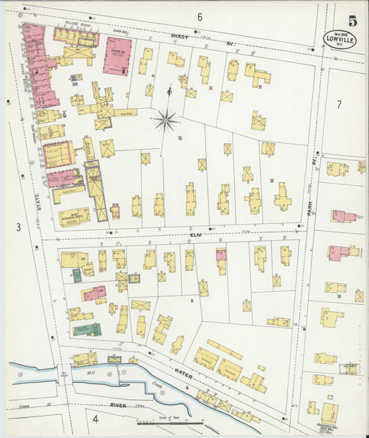 Sanborn Fire Insurance Map from Lowville, Lewis County, New York (1902), Sheet #0005 - Historic Sanborn Fire Insurance Map Print, vintage old map wall art, antique decor, genealogy gift, New York New York map