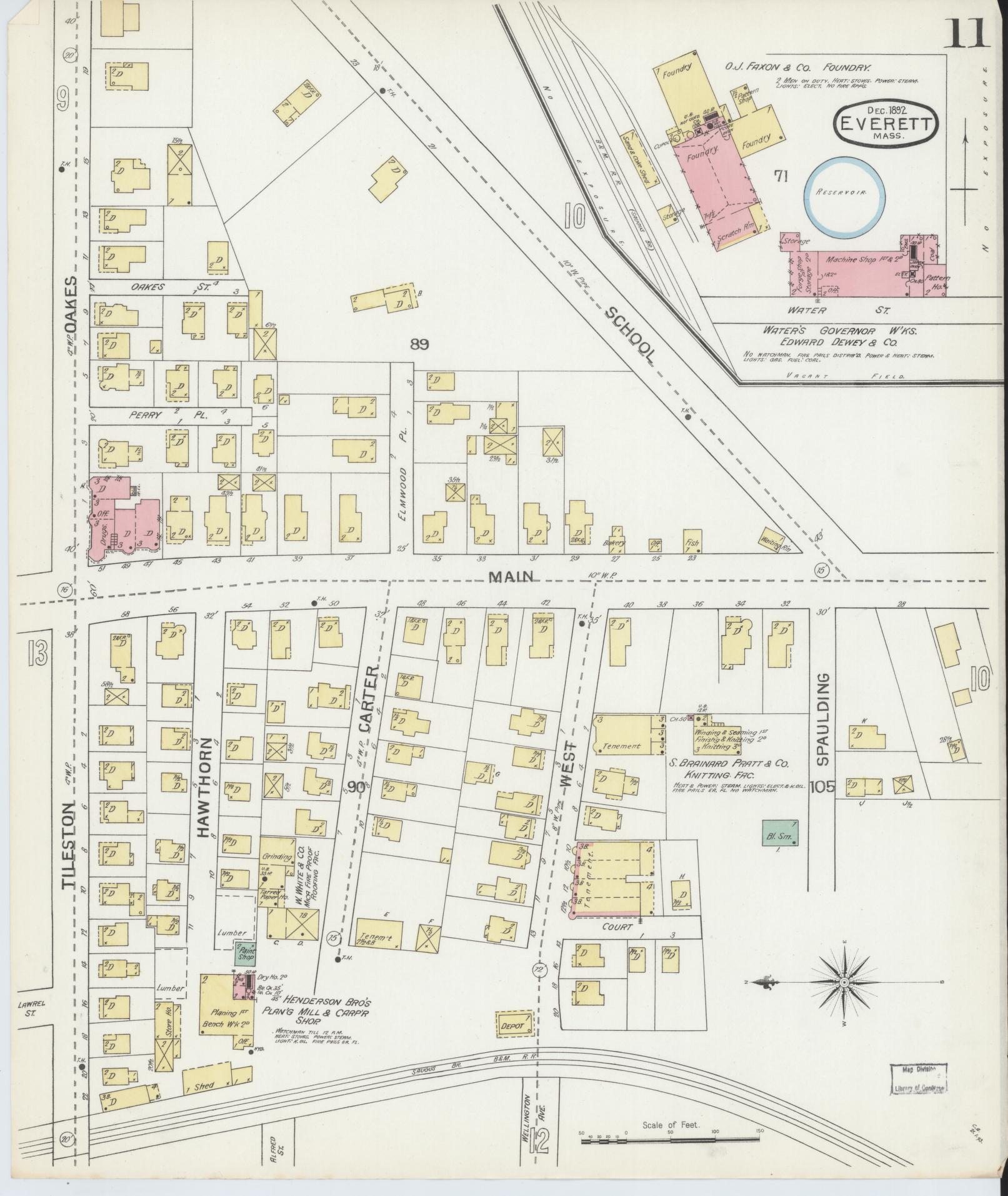 Sanborn Fire Insurance Map from Everett, Middlesex County, Massachusetts (1892), Sheet #0011 - Historic Sanborn Fire Insurance Map Print, vintage old map wall art, antique decor, genealogy gift, Massachusetts Massachusetts map