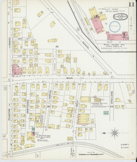 Sanborn Fire Insurance Map from Everett, Middlesex County, Massachusetts (1892), Sheet #0011 - Historic Sanborn Fire Insurance Map Print, vintage old map wall art, antique decor, genealogy gift, Massachusetts Massachusetts map