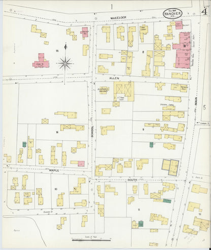 Sanborn Fire Insurance Map from Hanover, Grafton County, New Hampshire (1904), Sheet #0004 - Complete Map Set gallery image, historic Sanborn map, vintage wall art, New Hampshire New Hampshire
